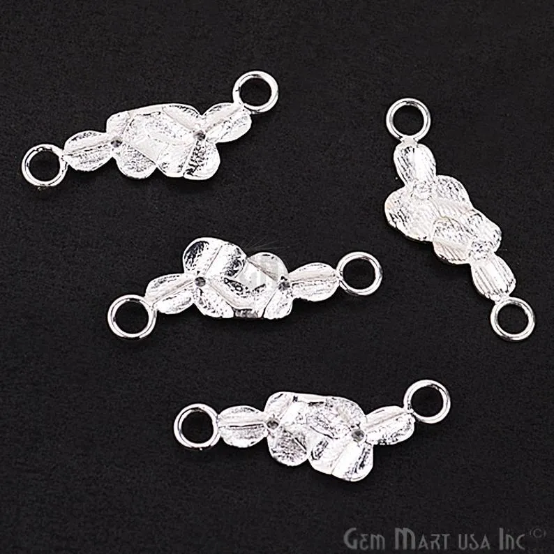 1 Piece "Orchid" Charms Connector Pendant in Silver Plated 29x9mm