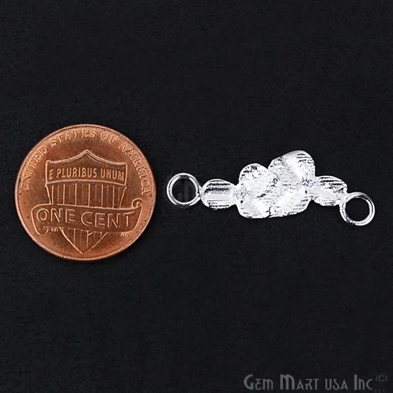 1 Piece "Orchid" Charms Connector Pendant in Silver Plated 29x9mm