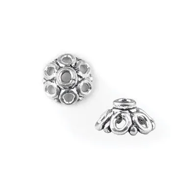 12mm Antique Silver Plated Bali Style Cut Out Bead Caps (10 Pieces)