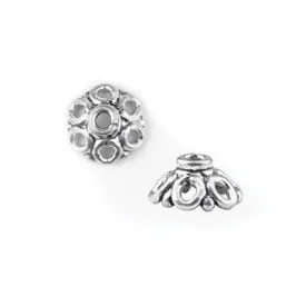 12mm Antique Silver Plated Bali Style Cut Out Bead Caps (10 Pieces)