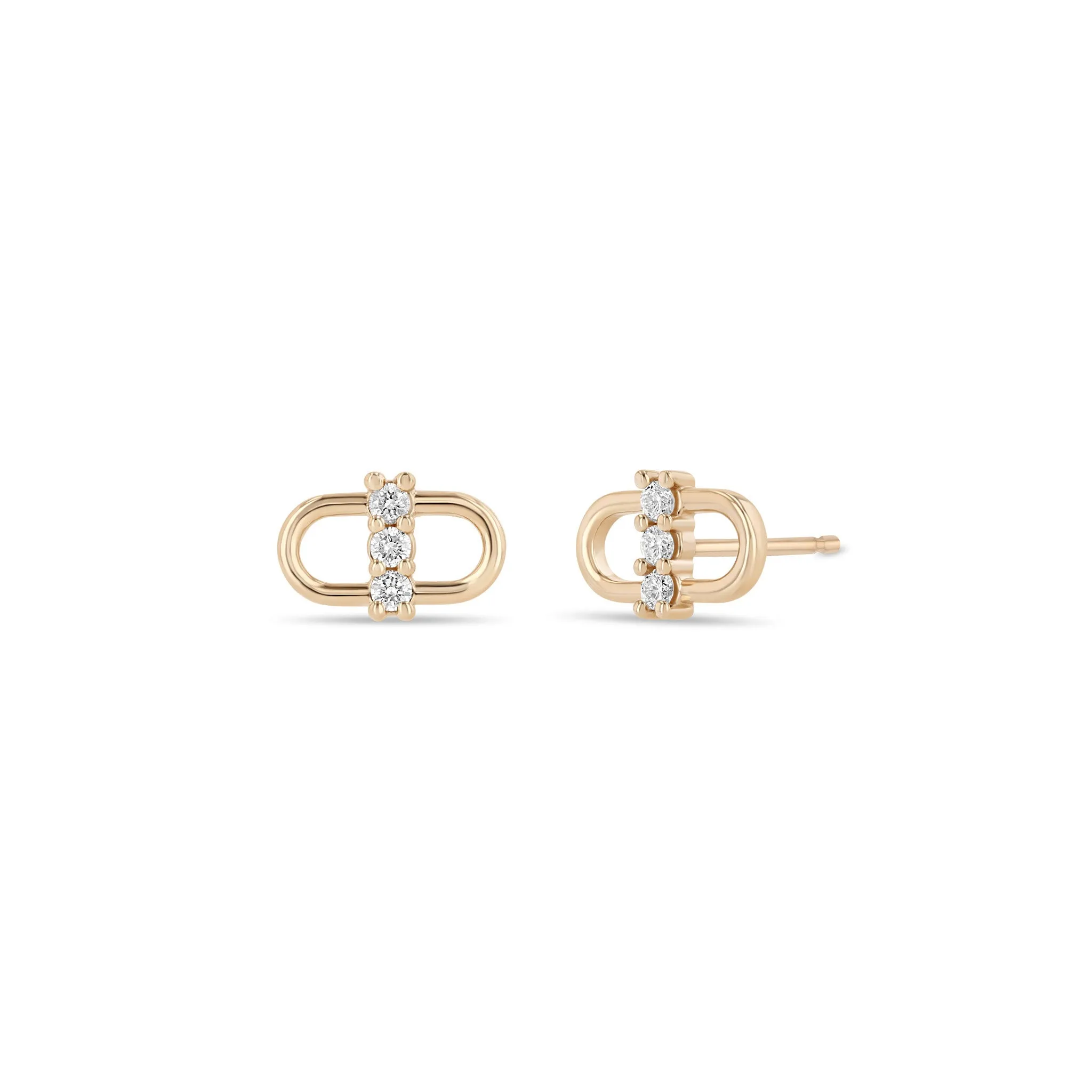 14k 3 Prong Diamond Open Link Studs