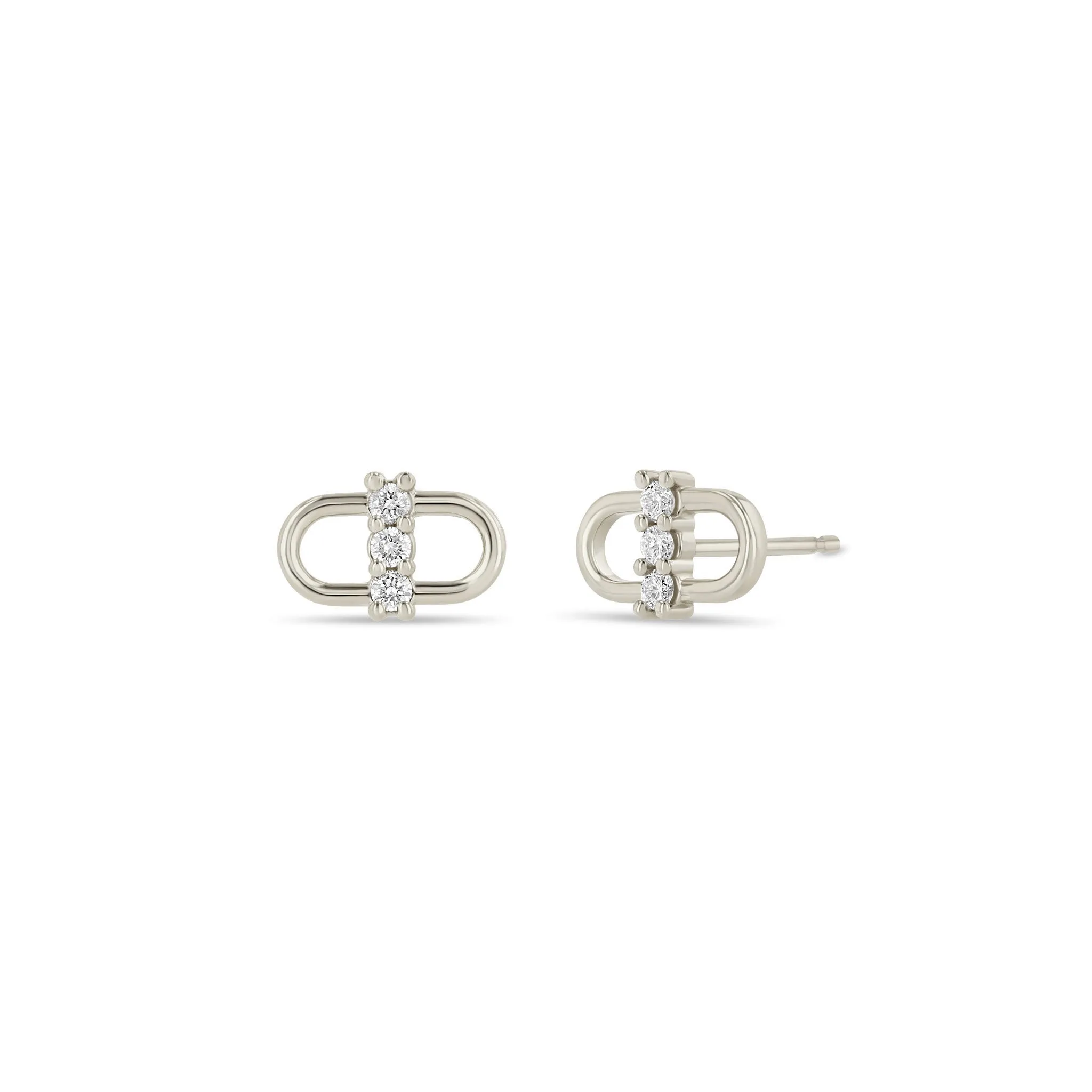 14k 3 Prong Diamond Open Link Studs
