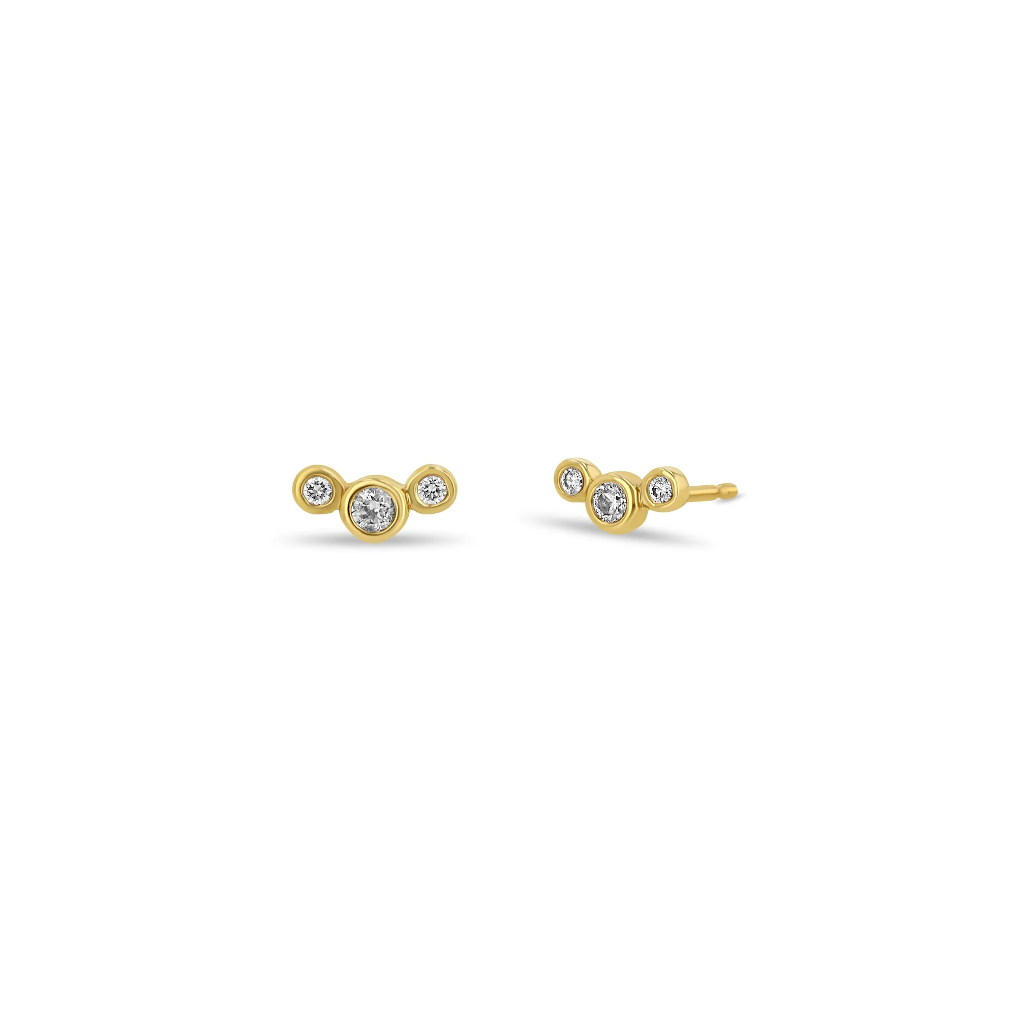 14k 3 Small Graduated Diamond Bezel Studs