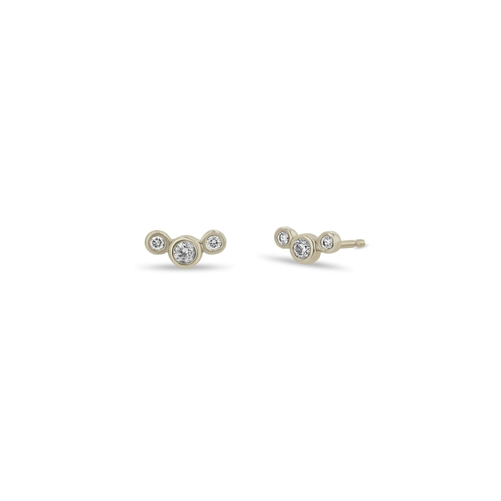 14k 3 Small Graduated Diamond Bezel Studs