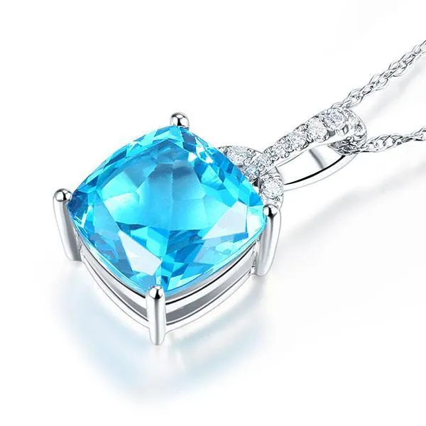 14K White Gold Swiss Blue Topaz Pendant MKN7011SB