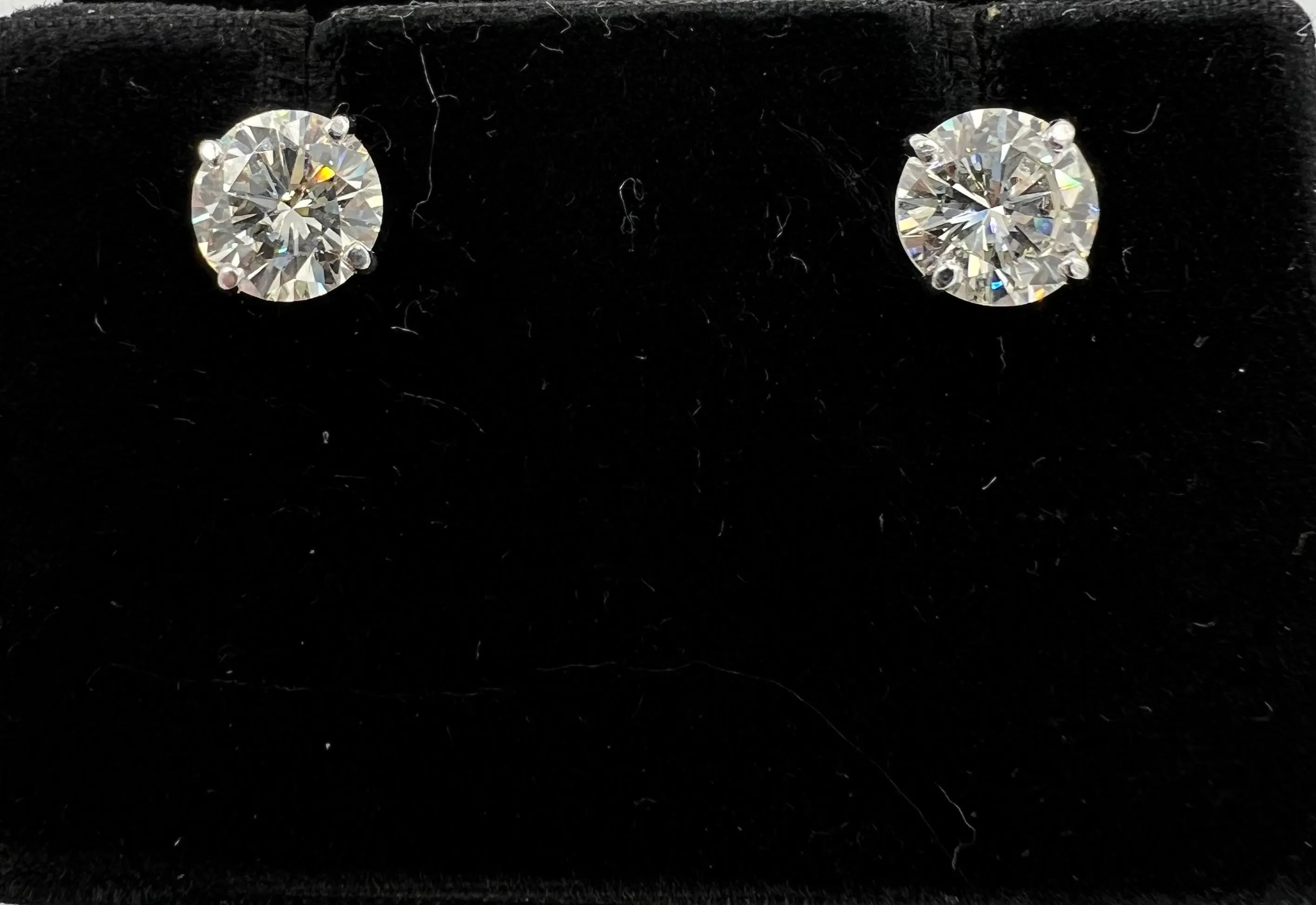 2.18 Carat Solitaire Diamond White Gold Studs