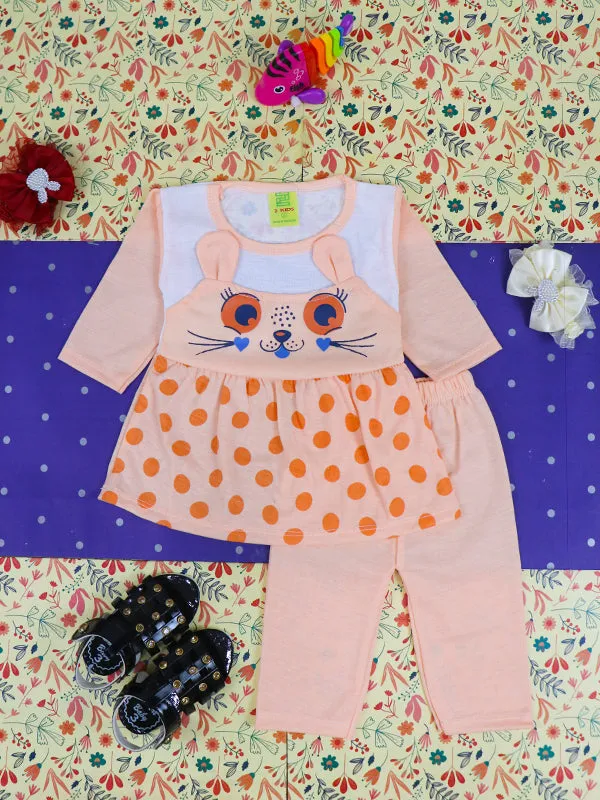 3Mth - 9Mth Kitty Light Orange Baby Suit For Newborn NBS116