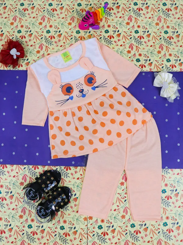 3Mth - 9Mth Kitty Light Orange Baby Suit For Newborn NBS116