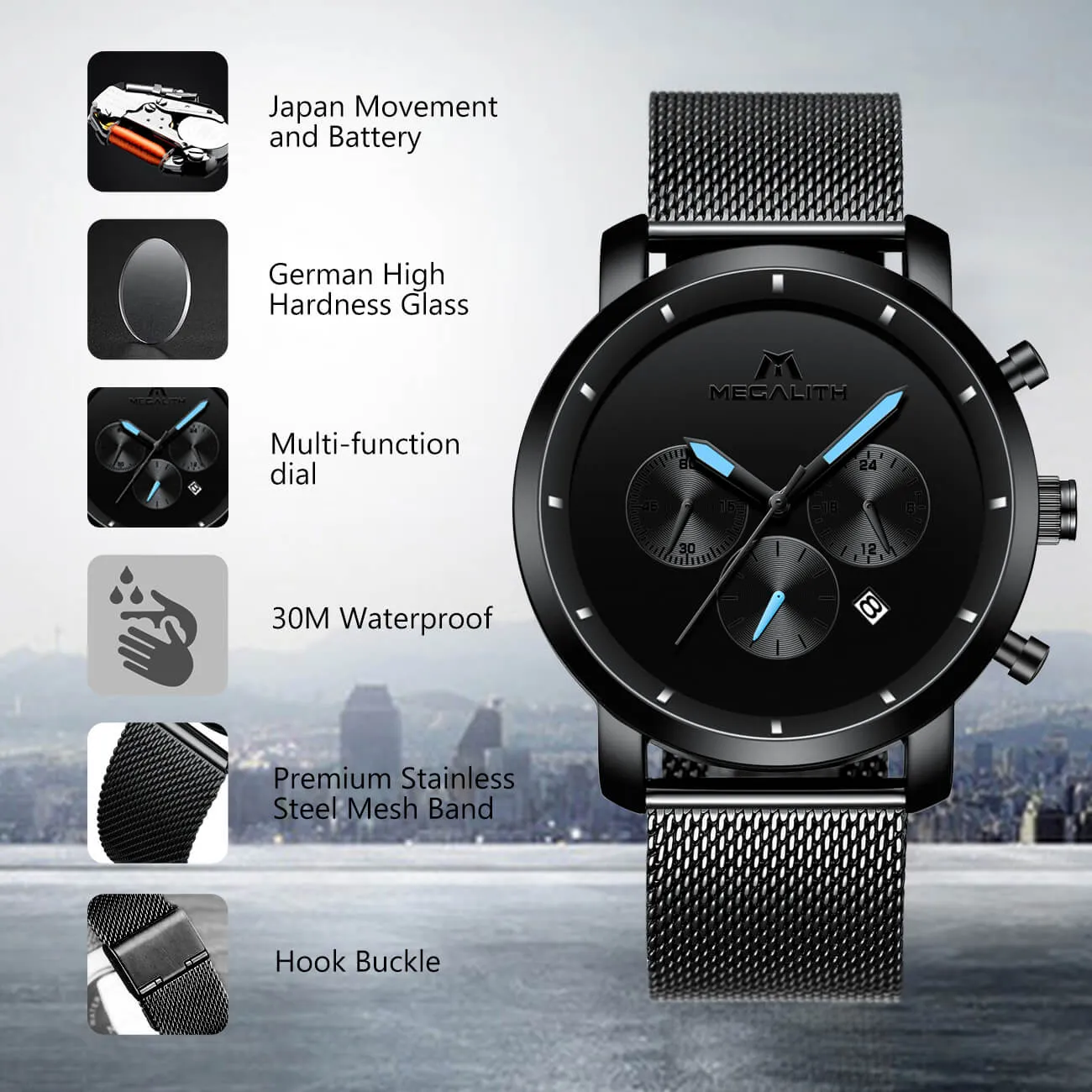 8021M | Quartz Men Watch | Mesh Band