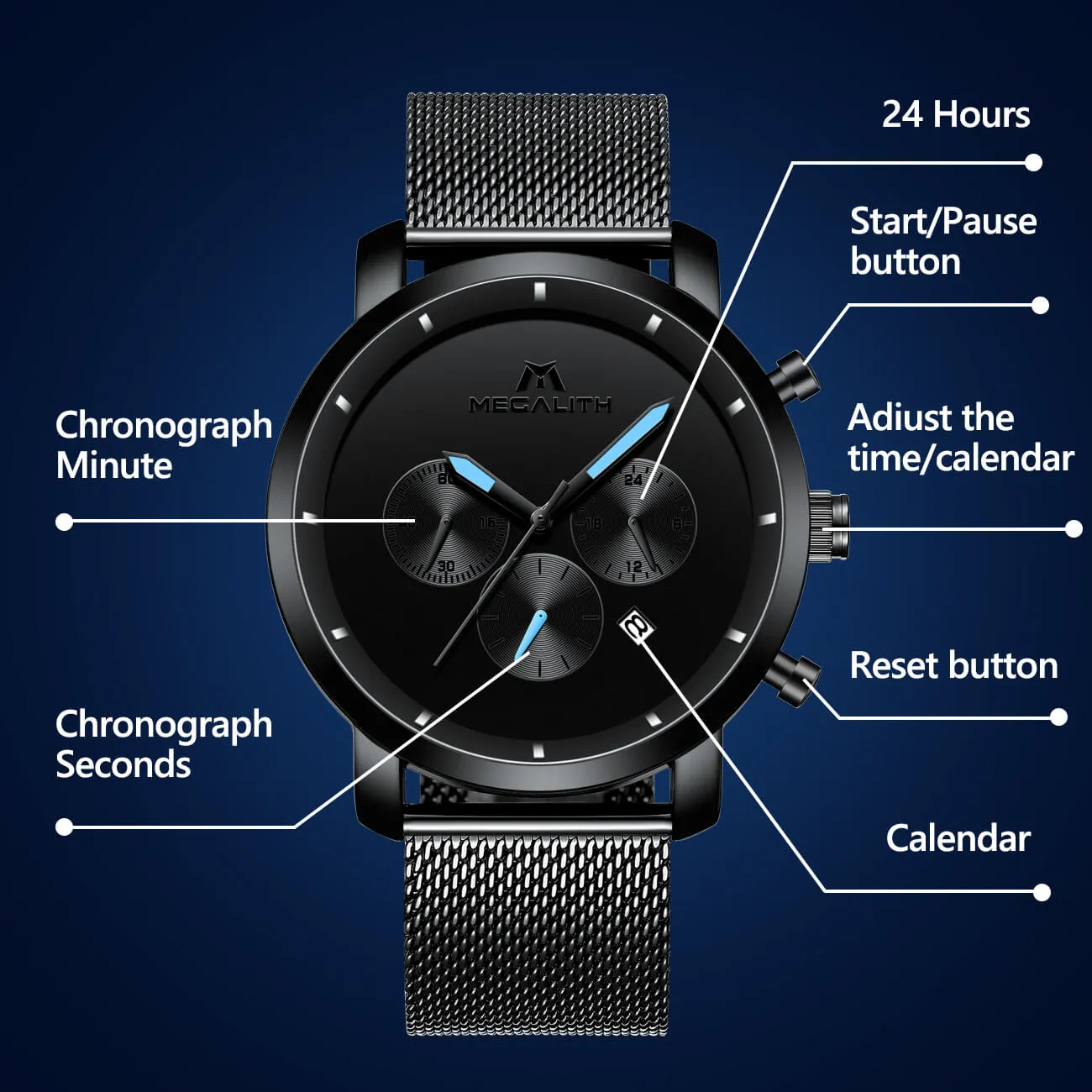 8021M | Quartz Men Watch | Mesh Band
