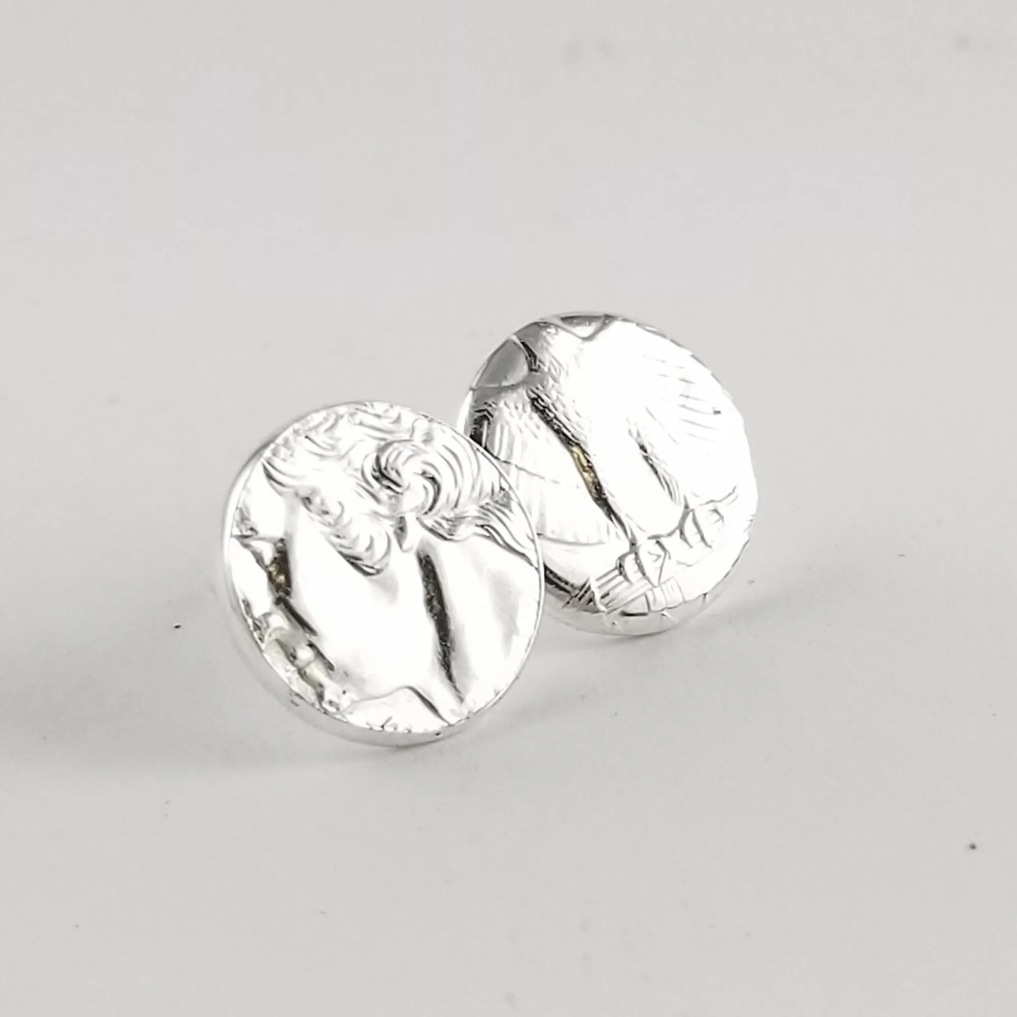 90% Silver Quarter Heads & Tails Punch Out Stud Earrings