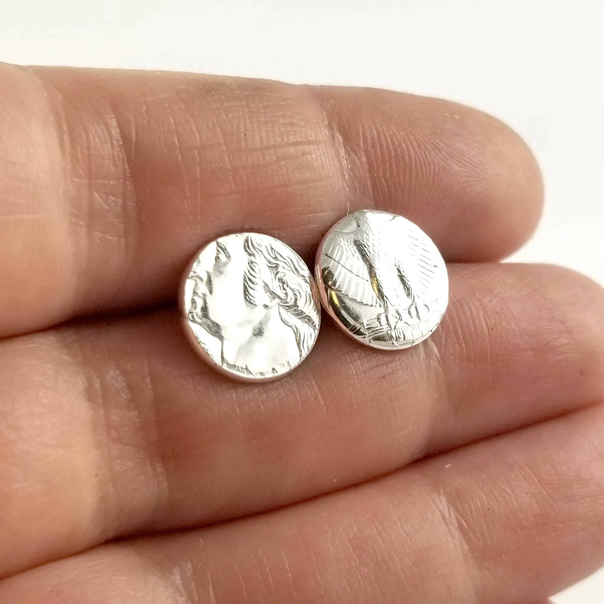 90% Silver Quarter Heads & Tails Punch Out Stud Earrings