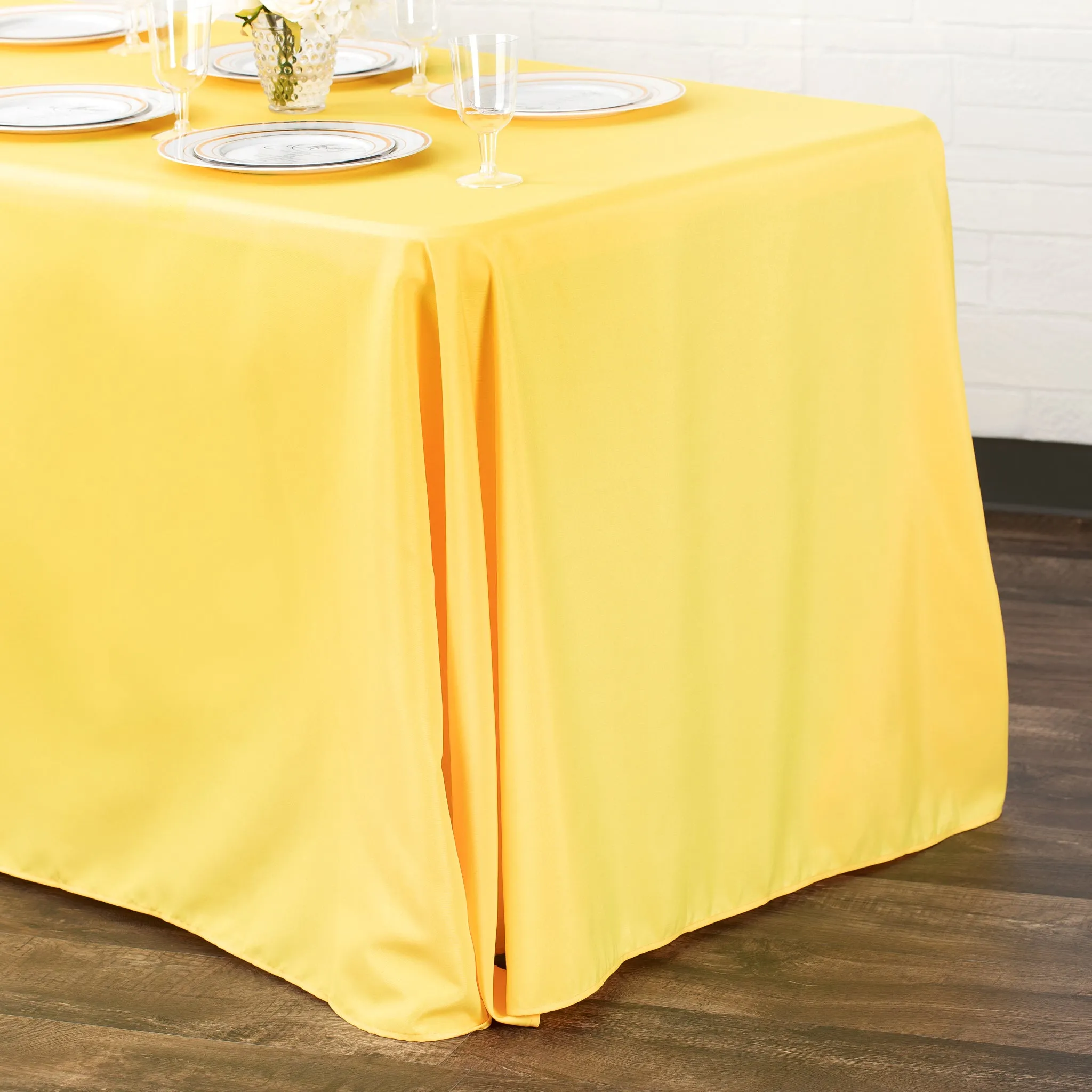 90"x156" Rectangular Oblong Polyester Tablecloth - Canary Yellow
