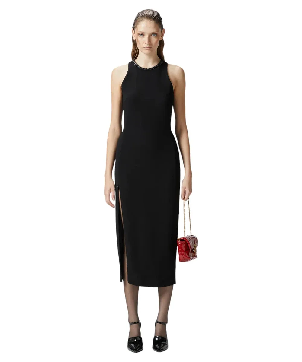 Abito Tubino Nero Honfleur con Scollo Strass