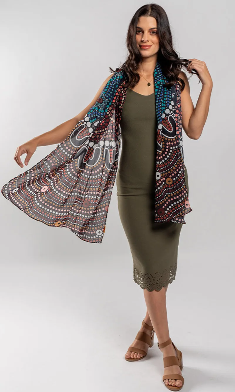 Aboriginal Art Scarf Heal Our Nura