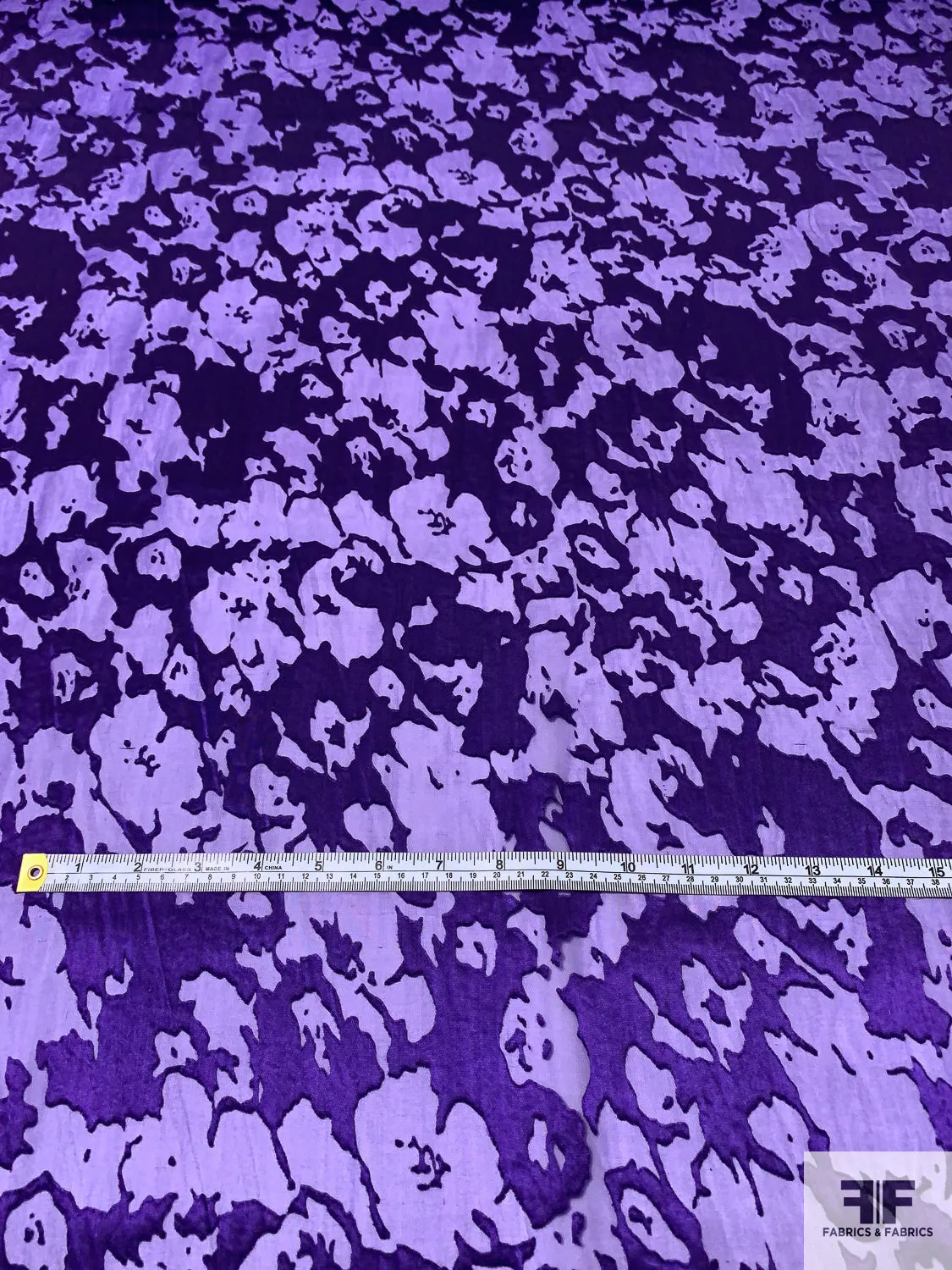 Abstract Burnout Silk-Rayon Chiffon - Purple