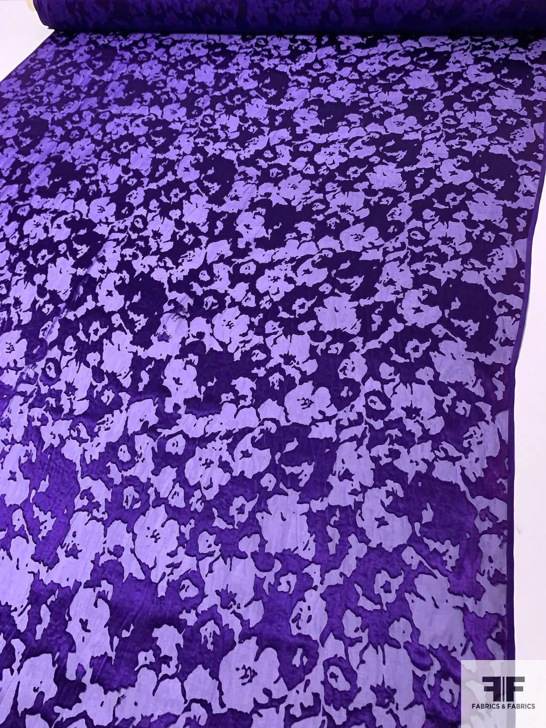Abstract Burnout Silk-Rayon Chiffon - Purple