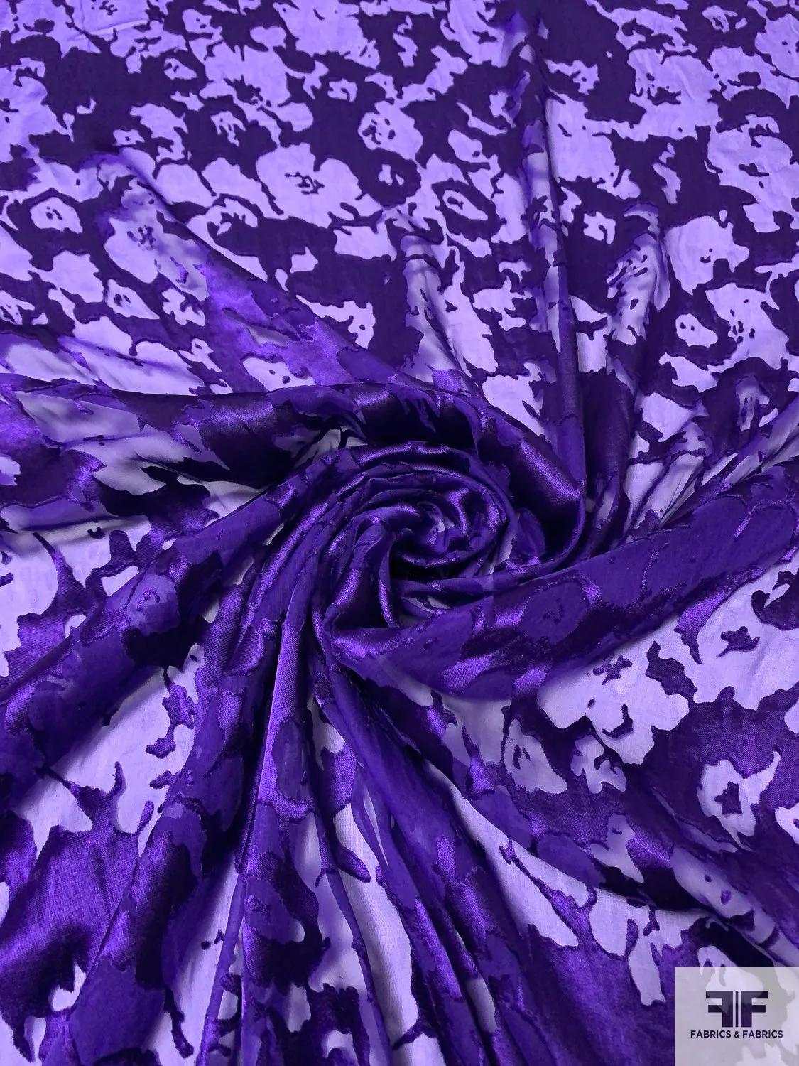 Abstract Burnout Silk-Rayon Chiffon - Purple