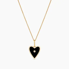 Amaya Heart Black Enamel Necklace