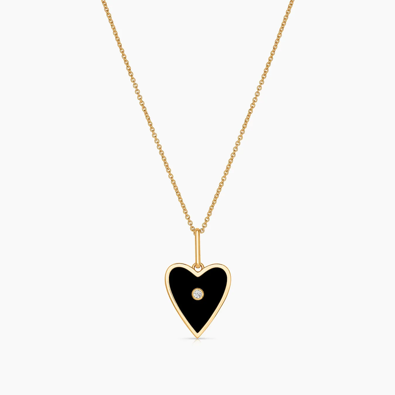 Amaya Heart Black Enamel Necklace