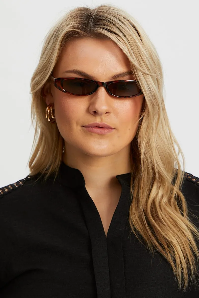 Animal Print Cat Eye Frame Acrylic Sunglasses
