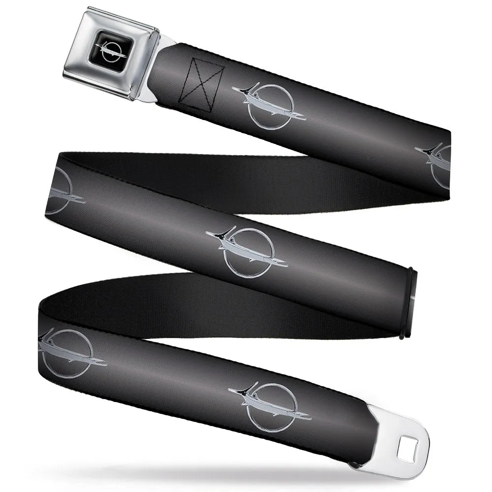 Barracuda Emblem Full Color Black Silver Seatbelt Belt - Barracuda Emblem Repeat Gray Fade/Silver Webbing
