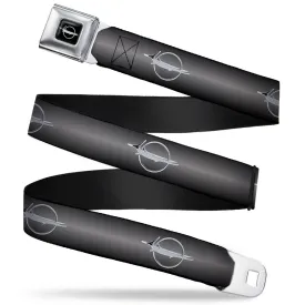 Barracuda Emblem Full Color Black Silver Seatbelt Belt - Barracuda Emblem Repeat Gray Fade/Silver Webbing