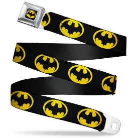 Batman 1989 Logo Full Color Black/Yellow Seatbelt Belt - Batman 1989 Logo Black/Yellow Webbing