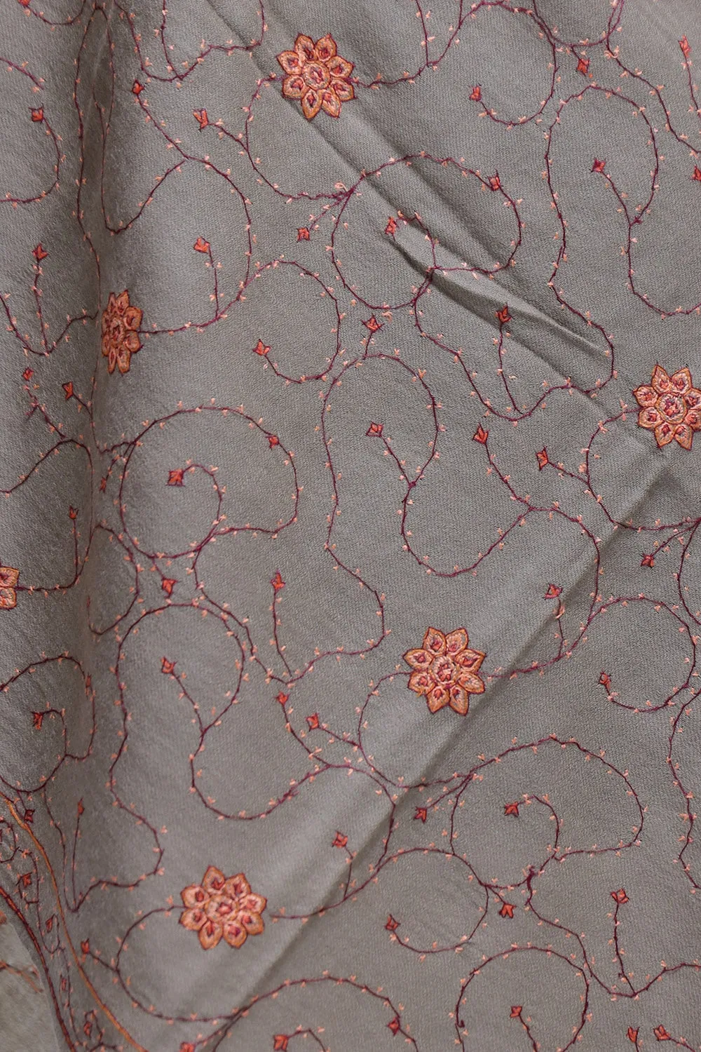 Beige Color Kashmiri Sozni Work Embroidered Stoles Enriched With New Elegant Jaal Pattern