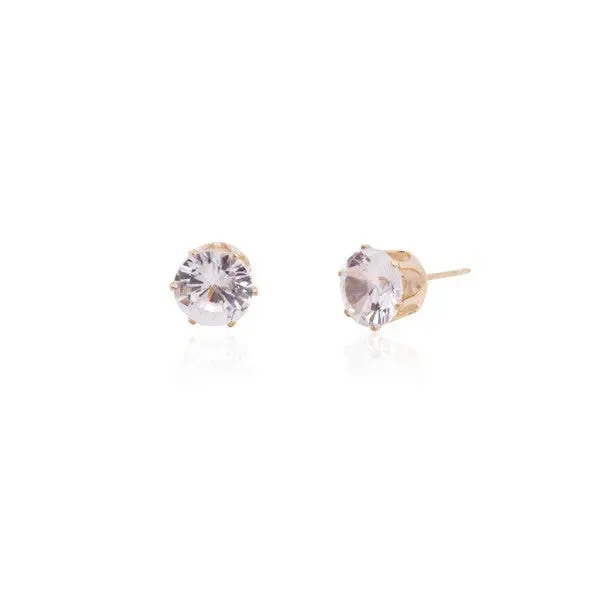 Bella Chic | Cubic Zirconia Classic Stud Earrings - 8mm | Gold or Silver