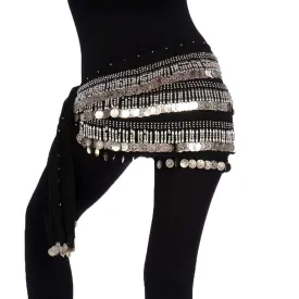 Belly Dance Chiffon Rectangular 4 Straight Rows Teardrop Hip Scarf | BELADI