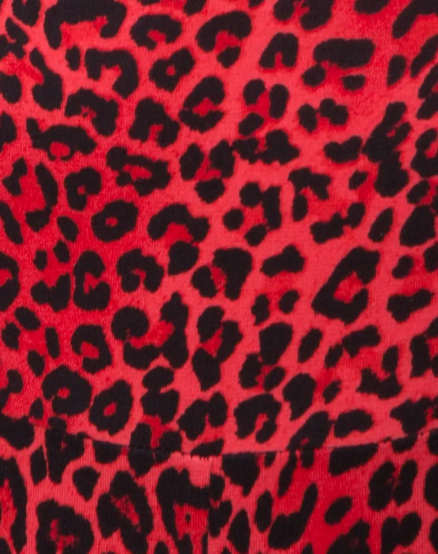 Bersh Plunge Unitard in Coloured Animal Red
