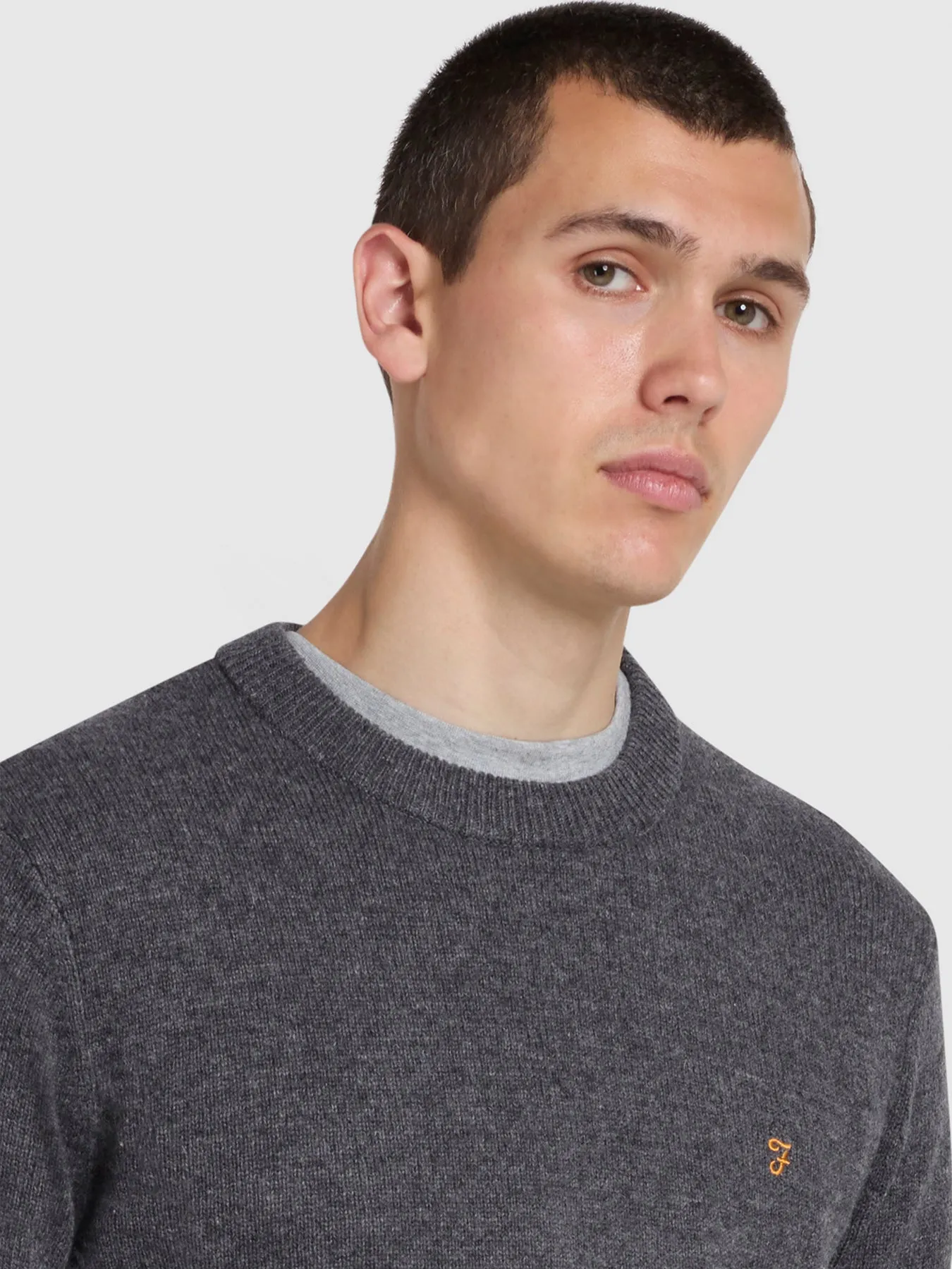 Birchall Crew Neck Lambswool Sweater In Farah Grey Marl
