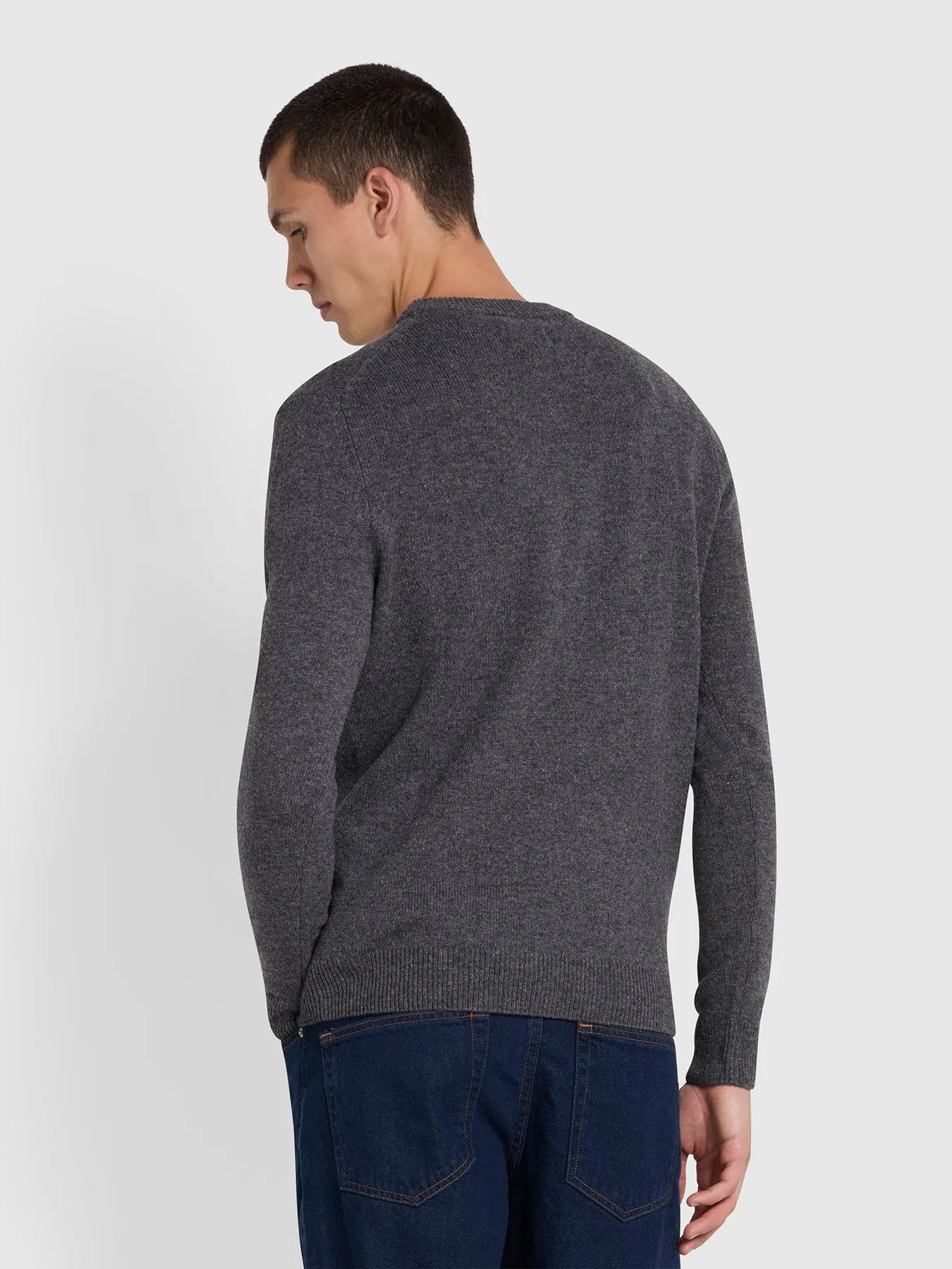 Birchall Crew Neck Lambswool Sweater In Farah Grey Marl