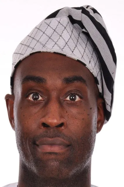 Black and Grey Onabanjo African Aso Oke Hat with embroidery-DPH601