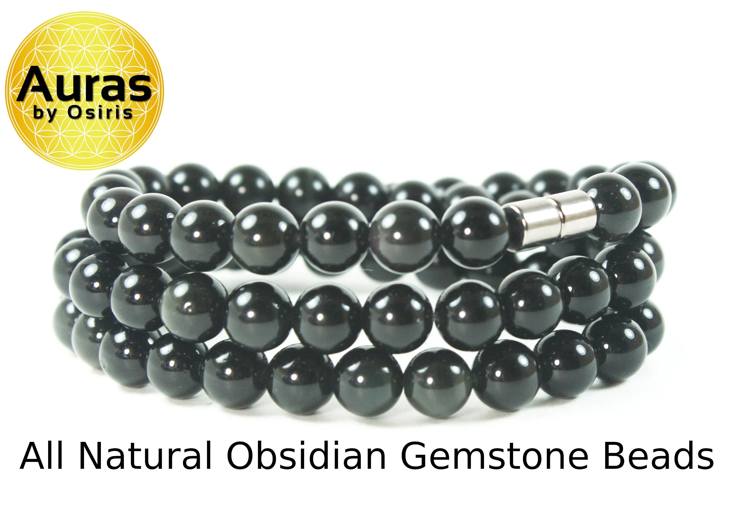 Black Obsidian Necklace  6/8/10/12/14mm Bead Diameter