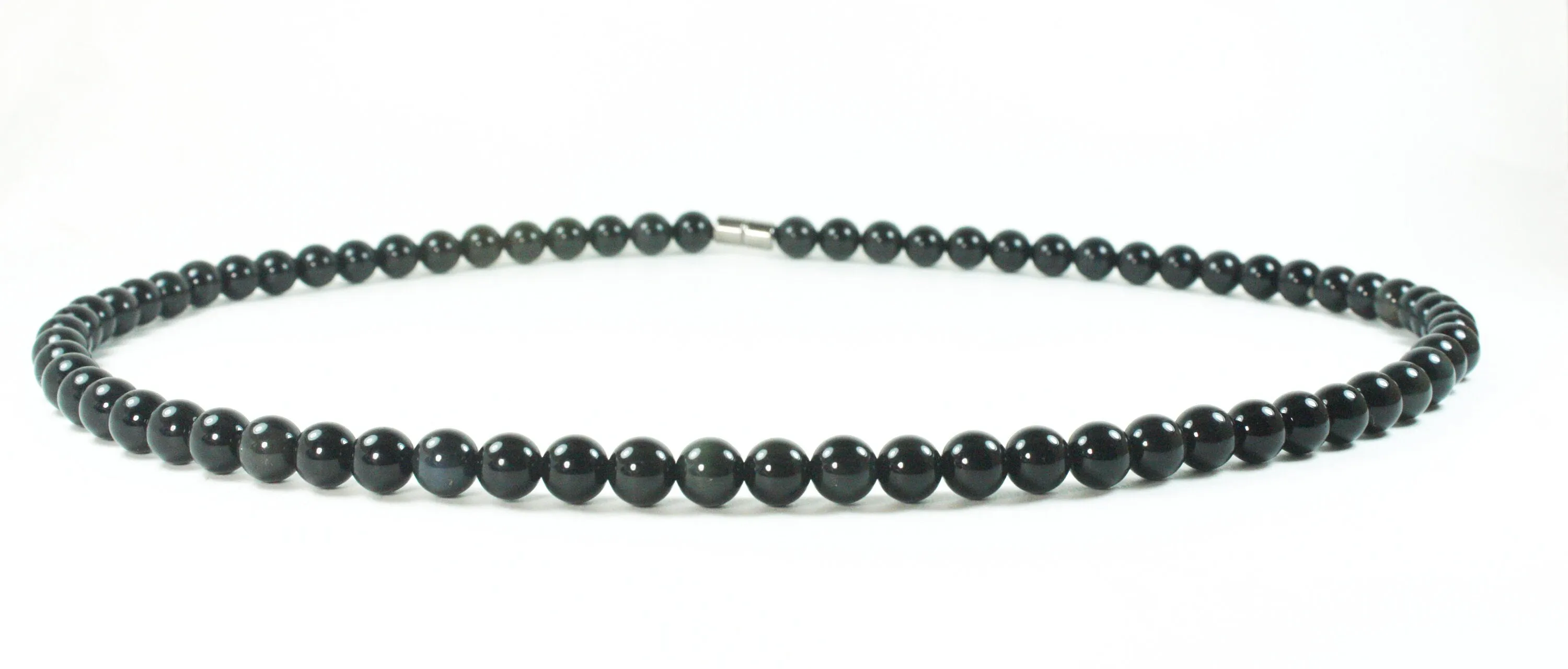 Black Obsidian Necklace  6/8/10/12/14mm Bead Diameter