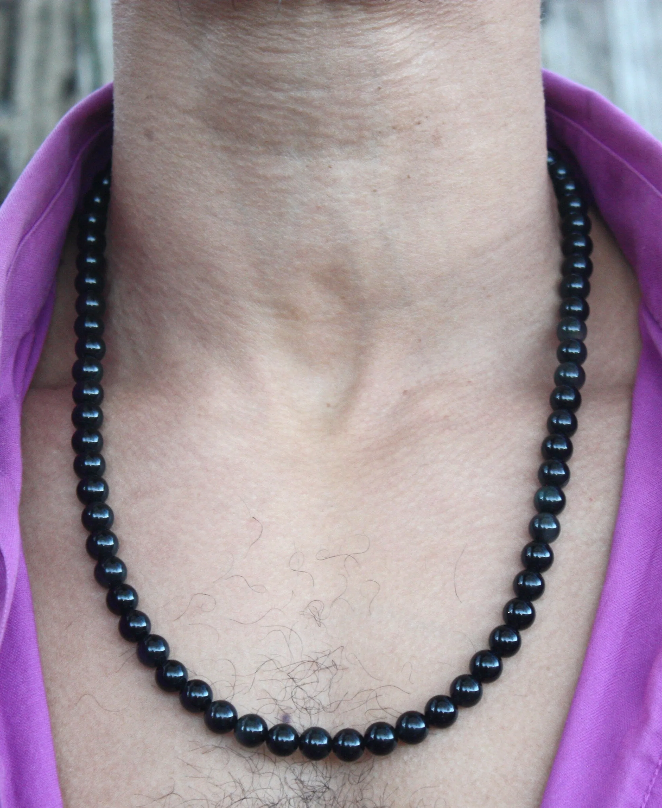 Black Obsidian Necklace  6/8/10/12/14mm Bead Diameter