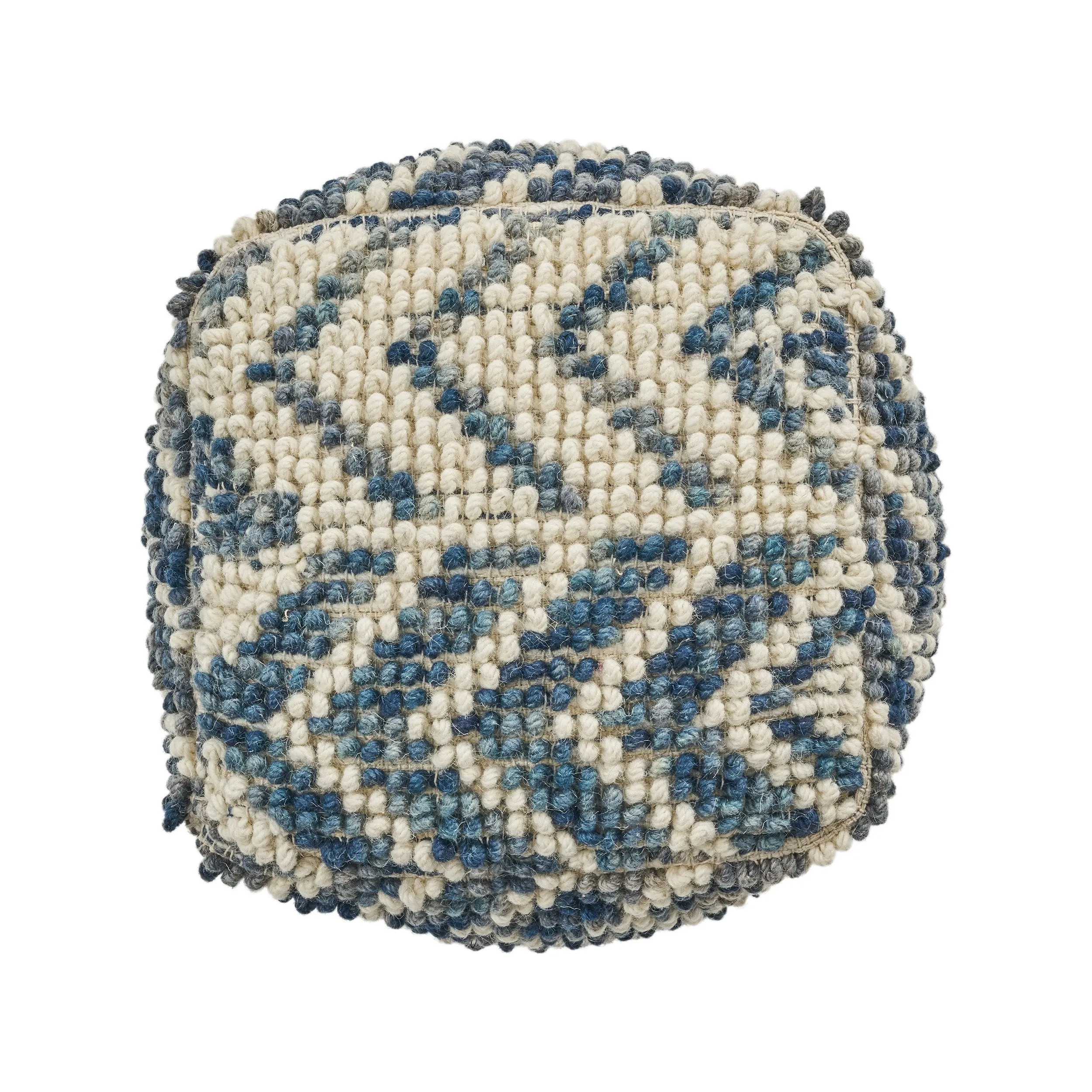 Boho Wool and Cotton Large Ottoman Pouf - NH133903