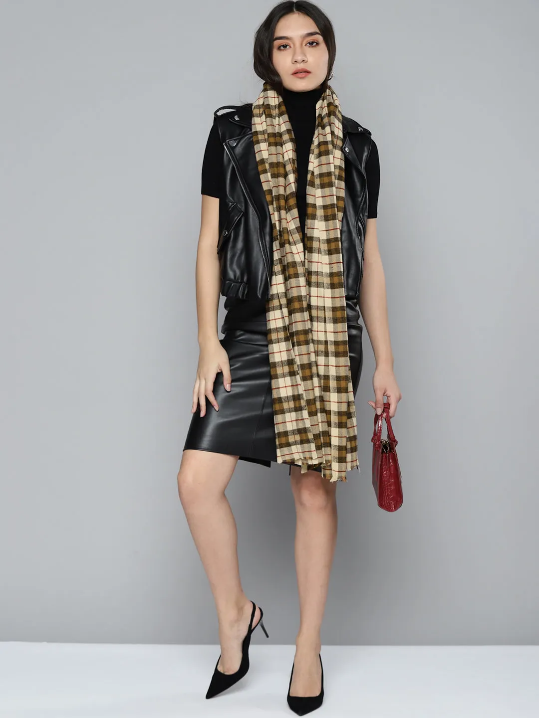 Brown & Black Check Stole