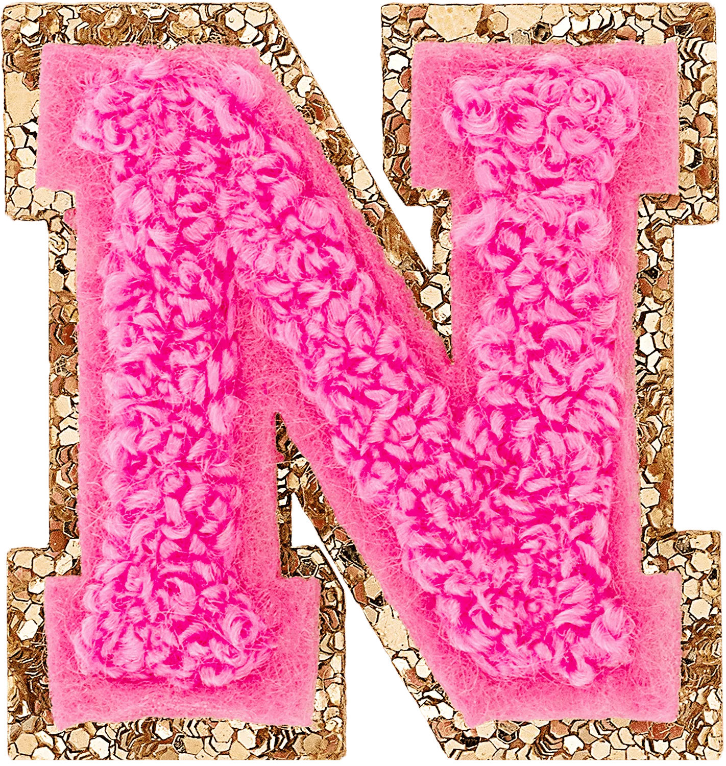 Bubblegum Mini Glitter Varsity Letter Patch
