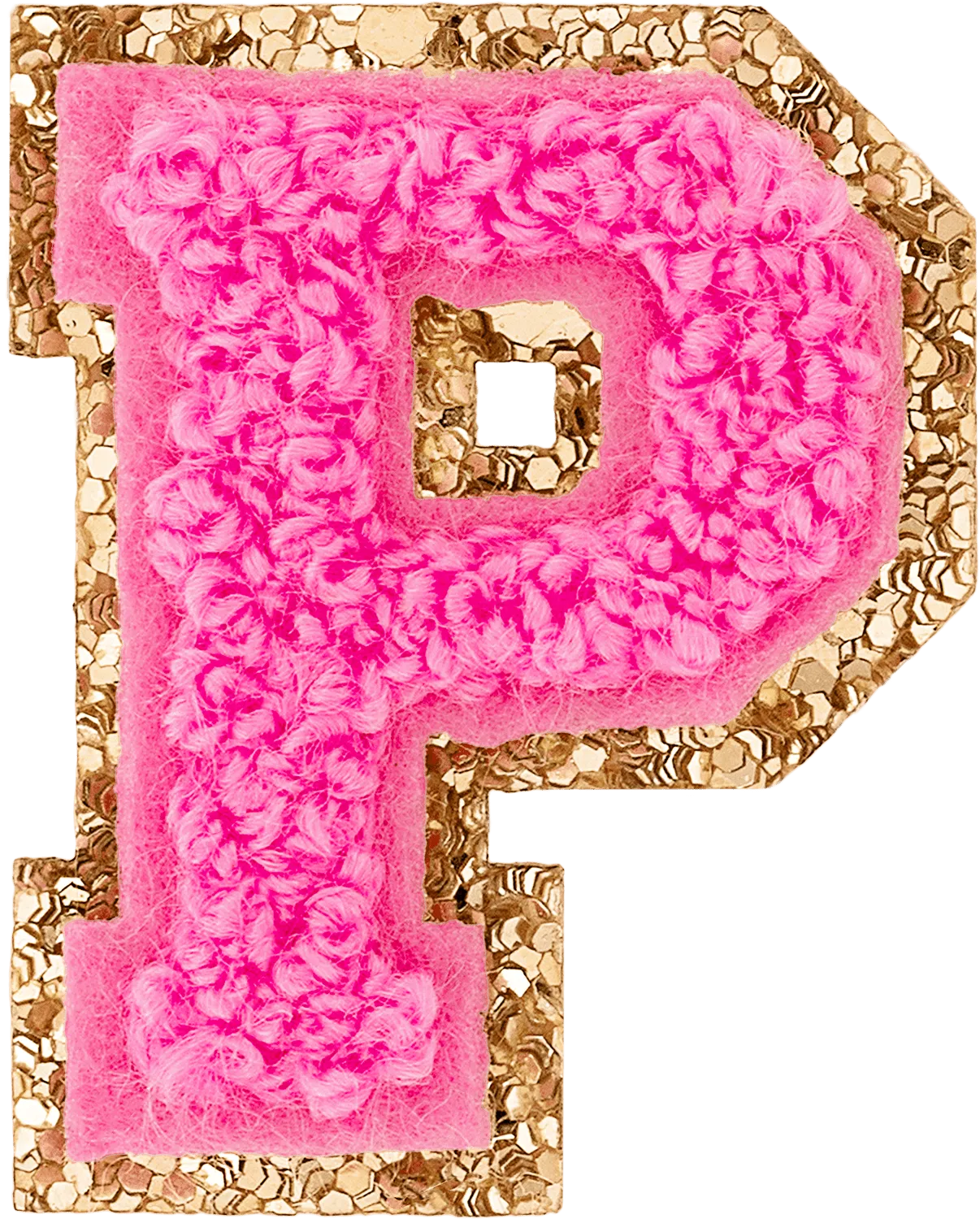 Bubblegum Mini Glitter Varsity Letter Patch