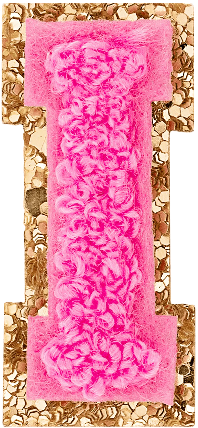 Bubblegum Mini Glitter Varsity Letter Patch