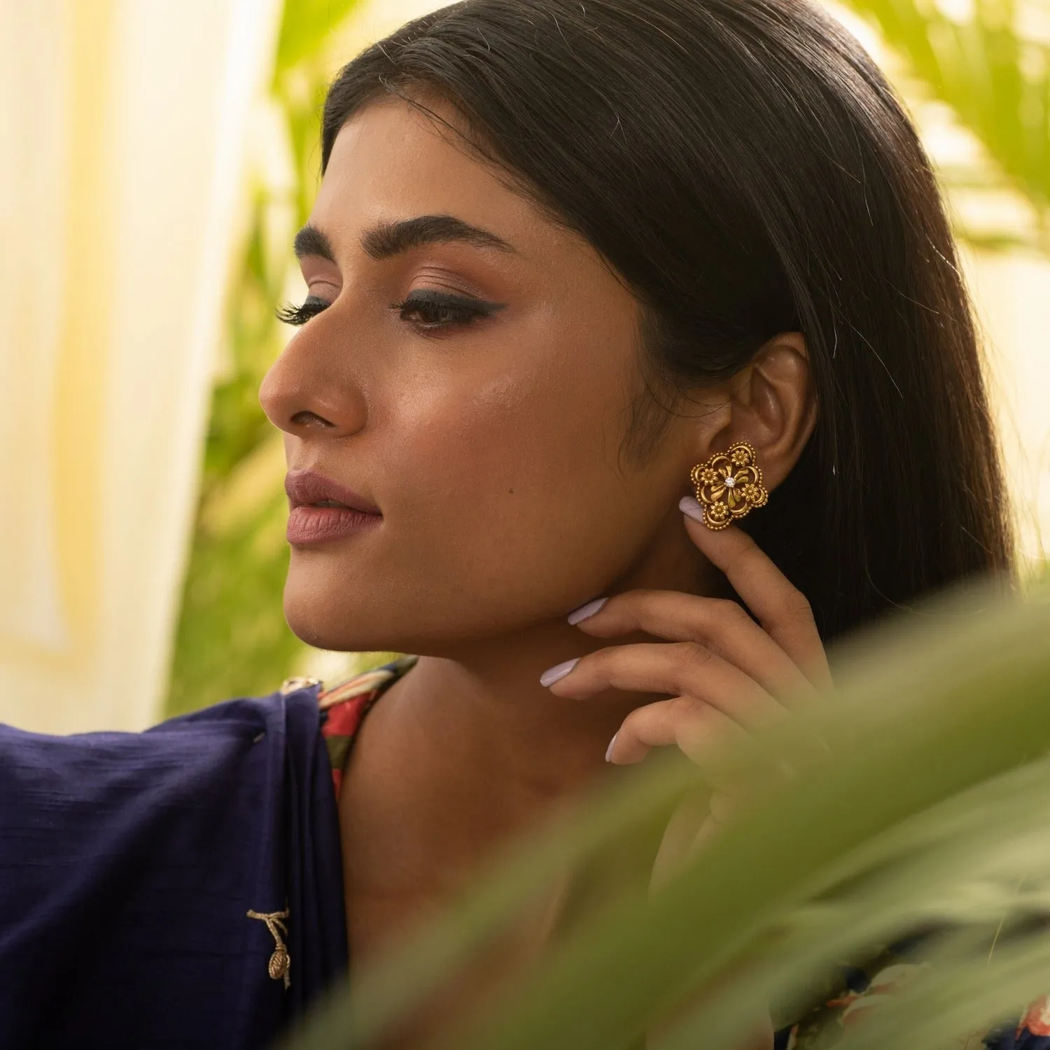 Calista Gold Plated Tribal Earrings