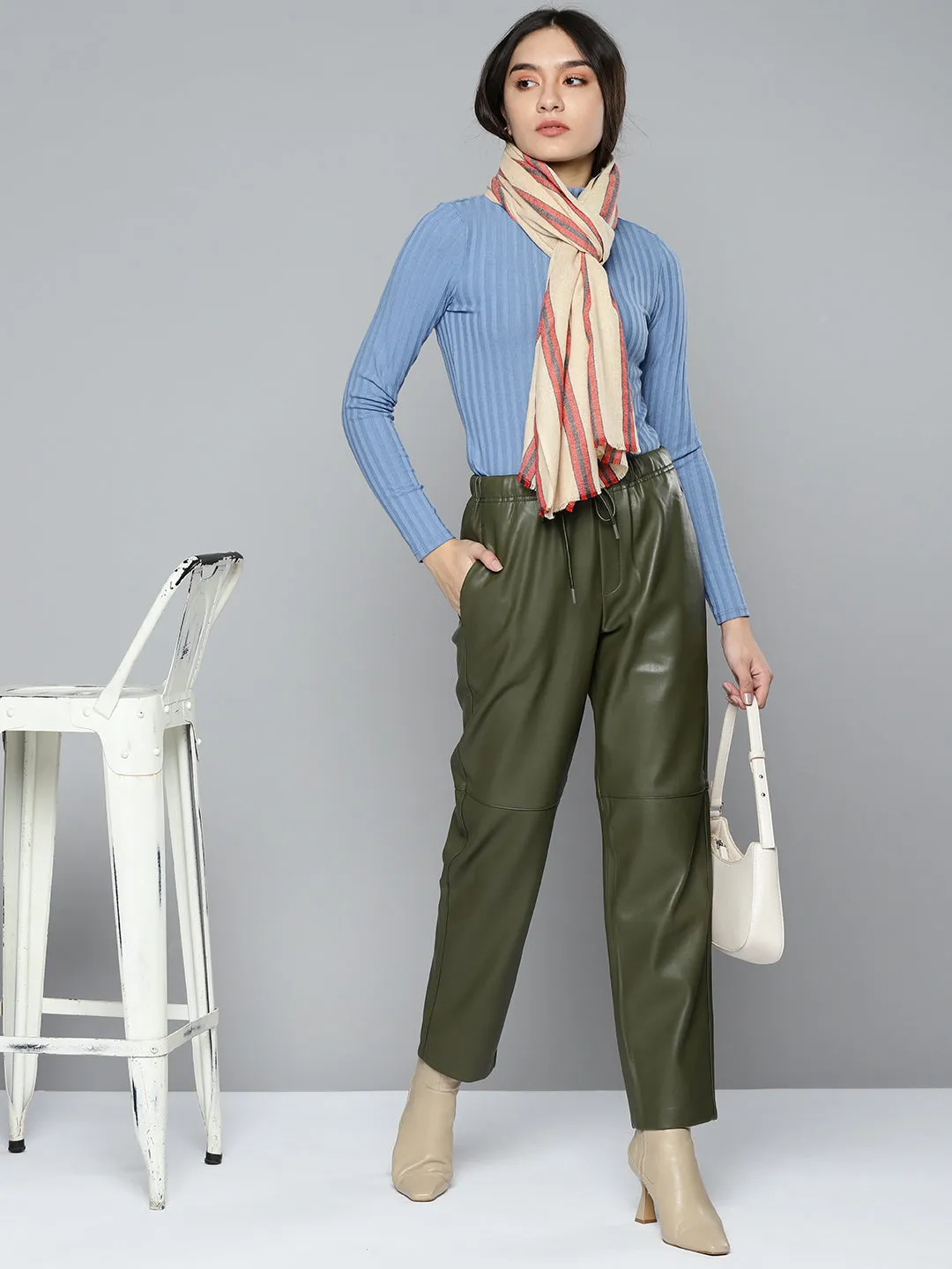 Camel Brown & Maroon Check Stole