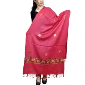 Carrot Colour Aari Work Embroidered Stole With New Designer Border Pattern
