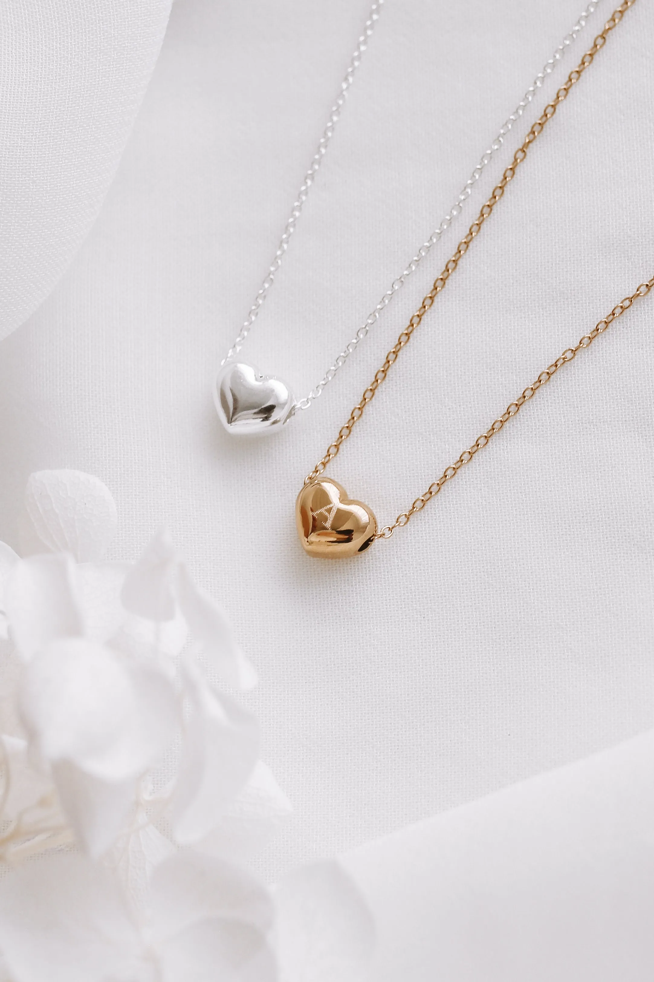 Cheri - 18ct Gold or Silver Stainless Steel Heart Necklace