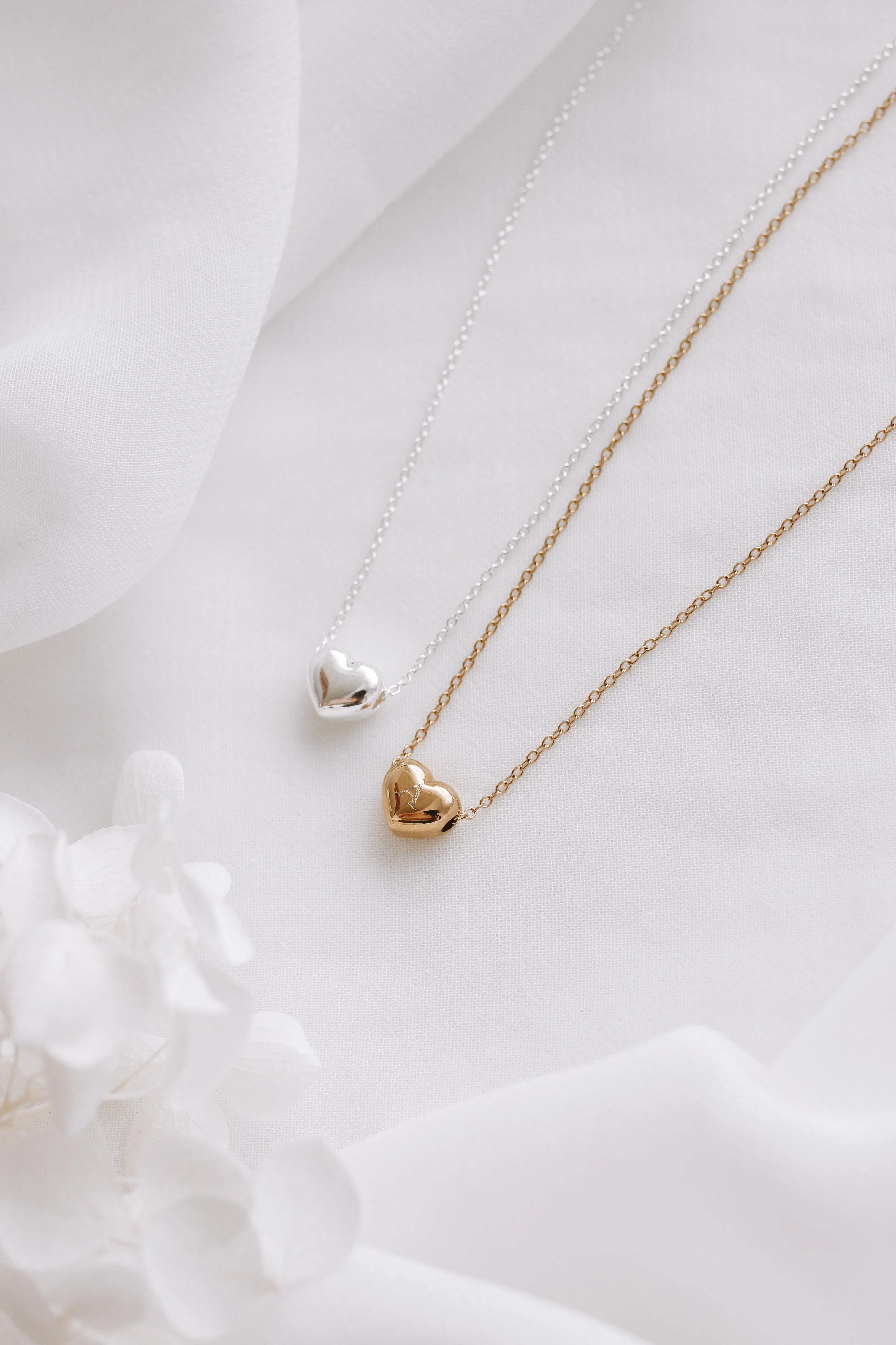 Cheri - 18ct Gold or Silver Stainless Steel Heart Necklace