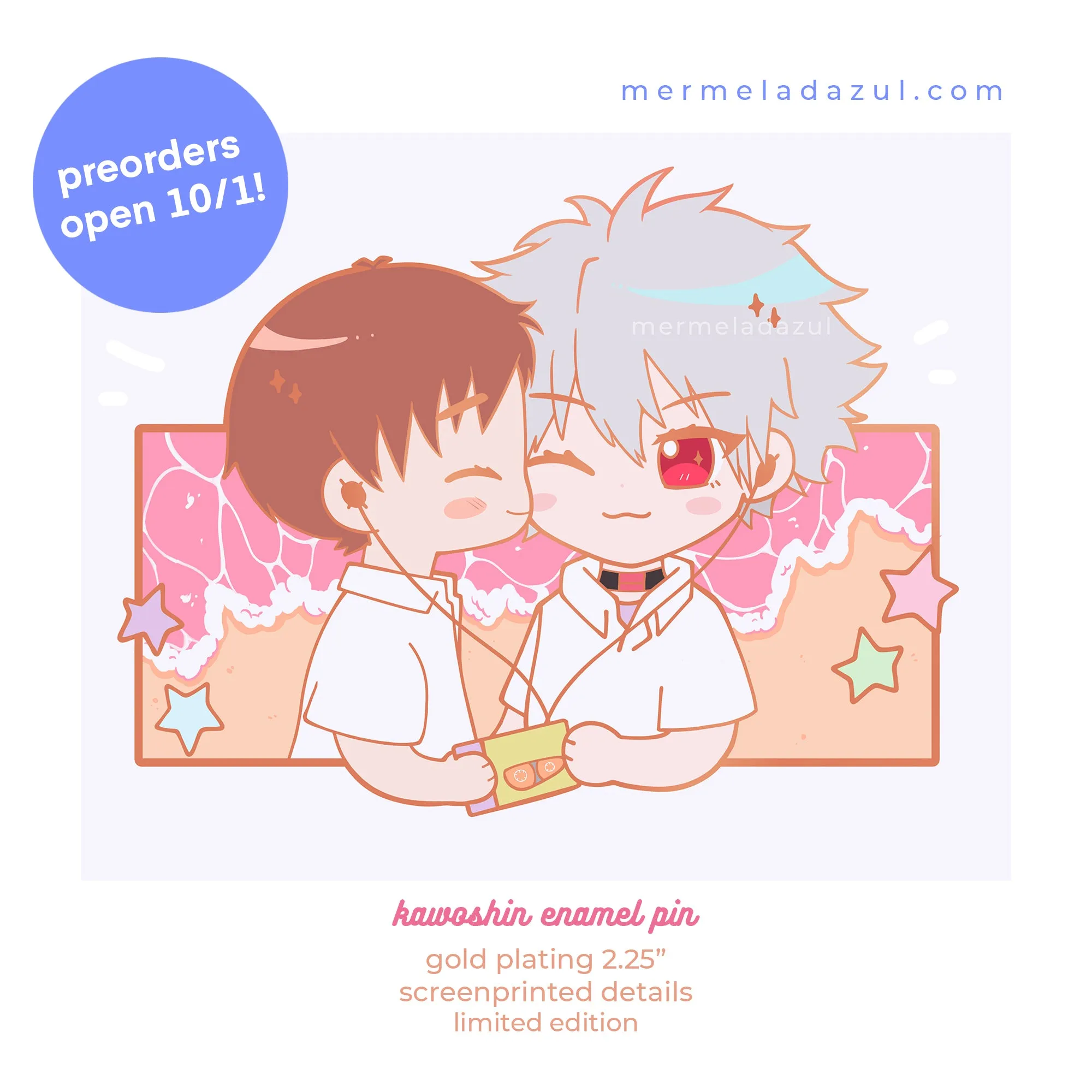 Chibi beach date enamel pin