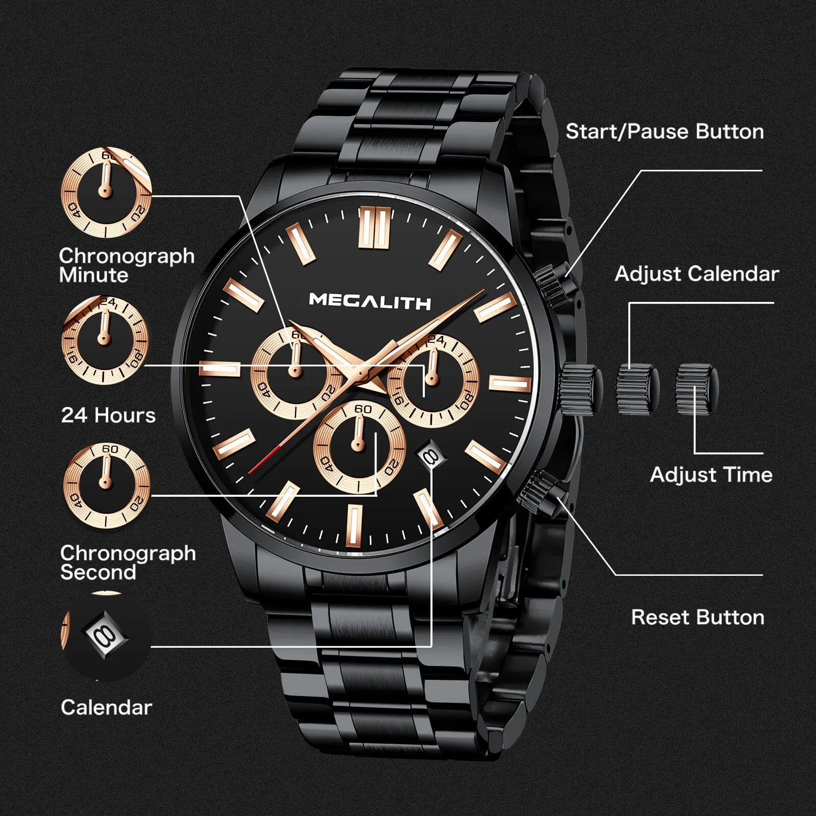 Chronograph Watch | Stainless Steel Band | 8254M